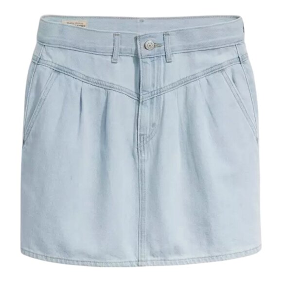Levi's Featherweight Light Wash Pleated V-Yoke Denim Skirt Western Women's 24 - Picture 3 of 13